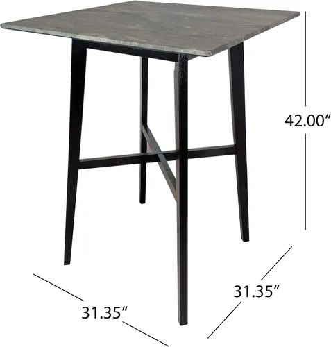 Vista 3 de Christopher Knight Home Daisy Modern Bar - Mesa laminada con patas de madera de caucho y acabado de mármol Paladina, color negro