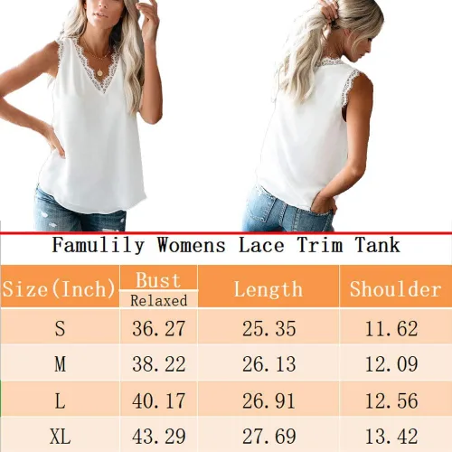 Vista 4 de Famulily Blusa sin mangas con encaje y cuello en V para mujer