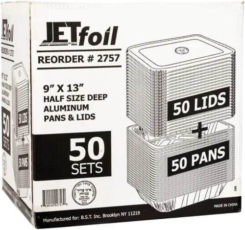 Vista 3 de Jetfoil Sartén de papel de aluminio con tapas, recipiente profundo de tamaño medio, utensilios de cocina, excelente para llevar, pasteles, pasteles