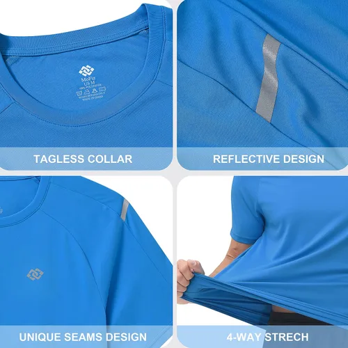 Vista 4 de MoFiz Camisas de protección solar UPF 50+ UV para hombre, camiseta de natación de manga corta, camiseta de pesca para hombre, playa al aire libre