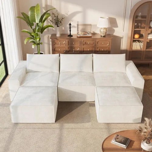 Vista 8 de Vesgantti Sofá modular sin hueso de 114 pulgadas, moderno sofá de 5 plazas en forma de U con 2 otomanas y asientos profundos, sofás de nube