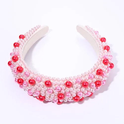 Vista 5 de Diademas de cristal para mujer, diadema acolchada de perlas para el día de San Valentín, con diamantes de imitación y perlas de imitación
