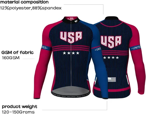 Vista 3 de Lo.gas Camiseta de ciclismo de EE. UU. para hombre, manga corta, para ciclismo, con bandera estadounidense, ropa de bicicleta de carretera
