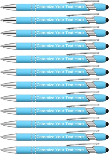 Vista 15 de Kingluu 24 unidades de bolígrafos personalizados con lápiz óptico, escritura suave, tinta negra, bolígrafos personalizados con su nombre, logotipo