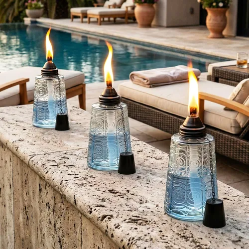 Vista 10 de Seraphic Antorchas de citronela para decoración de mesa de patio exterior Transparente