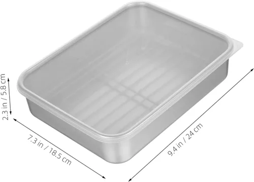 Vista 3 de YARNOW Refrigerador de acero inoxidable con estante de malla de 9.44 x 7.28 x 2.28 pulgadas, recipiente de almacenamiento de alimentos para una