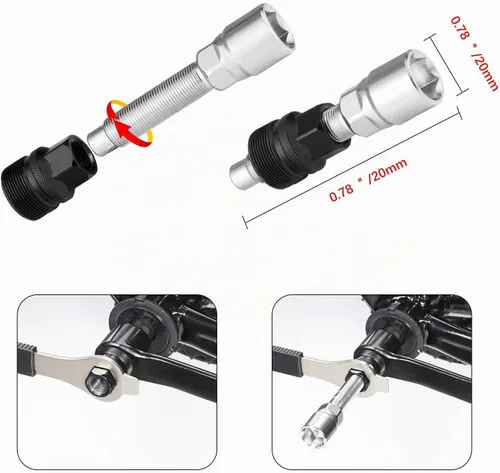 Vista 4 de Extractor de manivela de bicicleta Herramienta de extracción de soporte inferior de bicicleta con llave de 0.630 in Kit de herramientas
