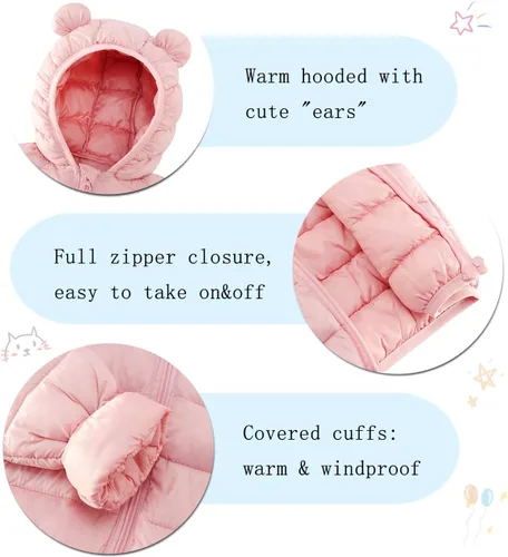Vista 5 de UNICOMIDEA Abrigos de invierno para bebés cálidos con capucha para bebés niños niñas chaquetas para 6M-5T