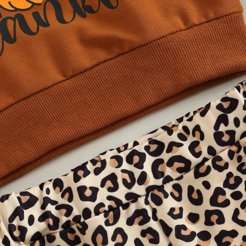 Vista 6 de Conjunto de sudadera de manga larga con cuello redondo y pantalones acampanados para bebé niña