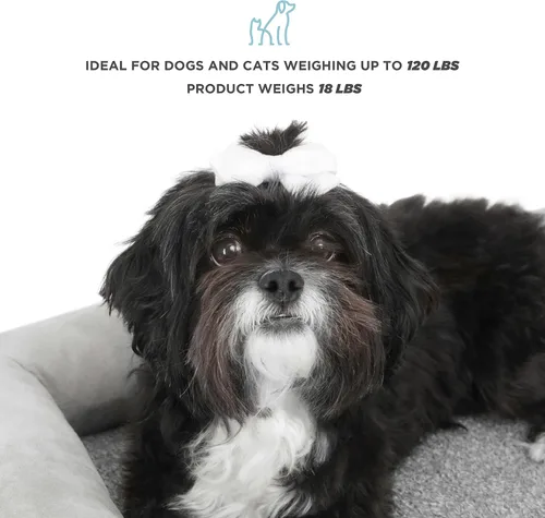 Vista 5 de Cama de madera para perros con colchón resistente al agua, cama elevada para mascotas pequeña a mediana con colchón relajante, certificado
