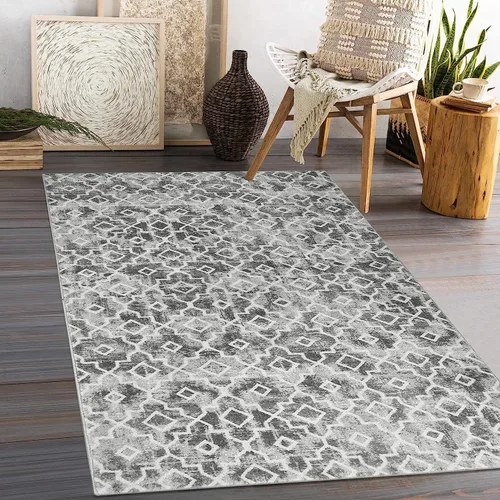 Vista 33 de Moynesa Alfombra marroquí lavable de 2 x 3 pulgadas, pequeña, azul, para cocina, baño, suave, antideslizante, de pelo bajo, moderna, geométrica