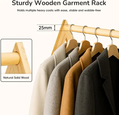 Vista 4 de Perchero de madera con almacenamiento, estantes de ropa independientes para colgar ropa perchero para dormitorio, entrada, sala de estar