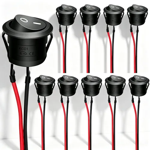 Vista 11 de Twidec/10Pcs Interruptor basculante AC 6A/250V 10A/125V SPST 2 pines 2 posiciones encendido/apagado Interruptor basculante cuadrado para coche Negro