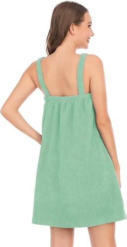 Vista 92 de Veseacky Toalla de baño para mujer con bolsillo, bata de spa ajustable y diadema facial
