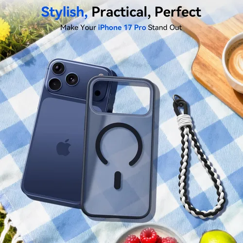 Vista 8 de Funda magnética 3 en 1 a prueba de golpes para iPhone 17 Pro, compatible con MagSafe, protección militar superior, 1 protector de pantalla + 1