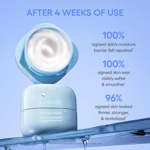 Vista 8 de LANEIGE Crema Hidratante Water Bank Azul con Ácido Hialurónico: Crema facial coreana hidratante con escualano y ceramida para el soporte