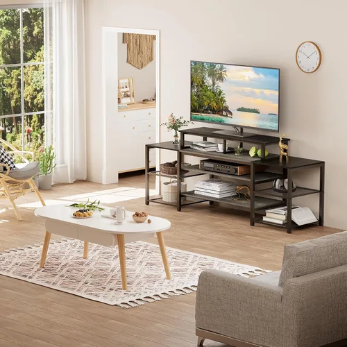Vista 8 de aboxoo Elevador de TV de 45 pulgadas para TV de 32 a 60 pulgadas, estante elevador de TV, elevador de soporte de TV de mesa, mesa de monitor de Negro