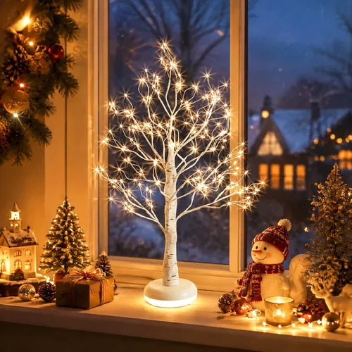 Vista 8 de EAMBRITE Árbol de abedul iluminado con luces LED, lámpara de árbol