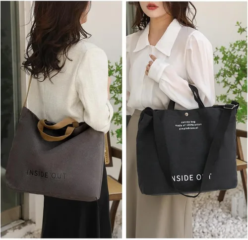 Vista 3 de Huwzder Bolso de hombro de lona grande para mujer, bolso de trabajo casual, bolso cruzado con asa superior, bolso cruzado