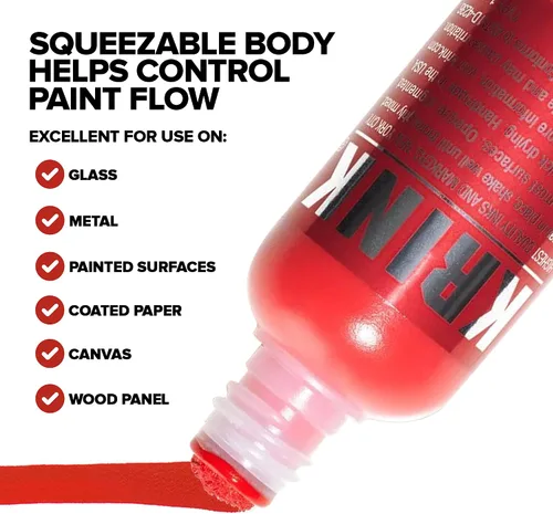 Vista 4 de Krink K-60 Marcador de Pintura Rojo - Marcadores de Graffiti de Bellas Artes Vibrantes y Opacos para Lienzo, Metal, Vidrio, Papel y Más - Marcador