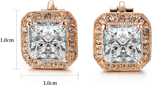 Vista 2 de Yoursfs - Pendientes vintage con clip para mujer, chapados en oro de 18 quilates, cristales austriacos
