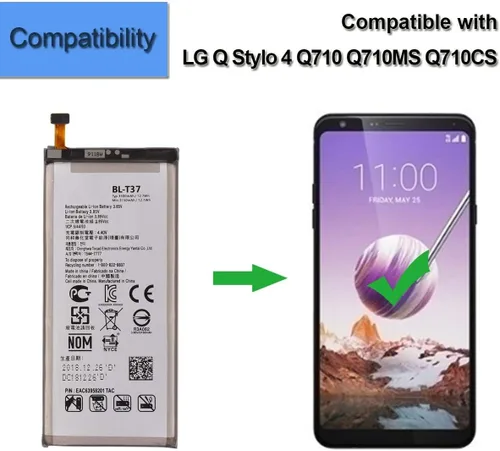 Vista 3 de LG Stylo 4 - Batería de polímero de litio de 3300 mAh de repuesto para LG Stylo 4 / BL-T37 Q710 Q710AL Q710MS Q710TS Q710CS Q710AL Q710US con kit
