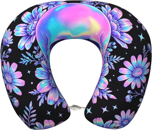 Vista 17 de Ergonomic Memory Foam Neck Support Travel Airplane Pillow Pattern (1553)