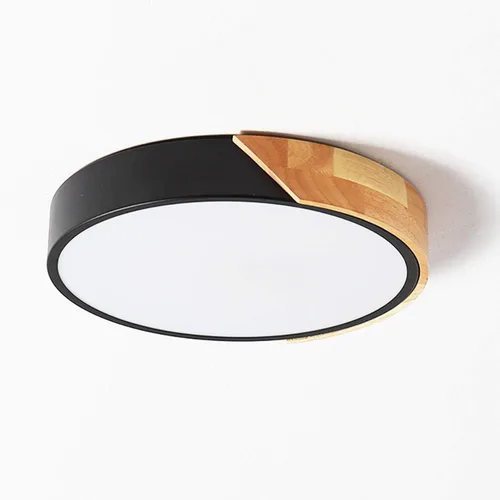 Vista 14 de Lámpara de techo LED moderna, 2 paquetes de luces de techo de montaje empotrado de madera, luces de cocina LED y accesorios de iluminación