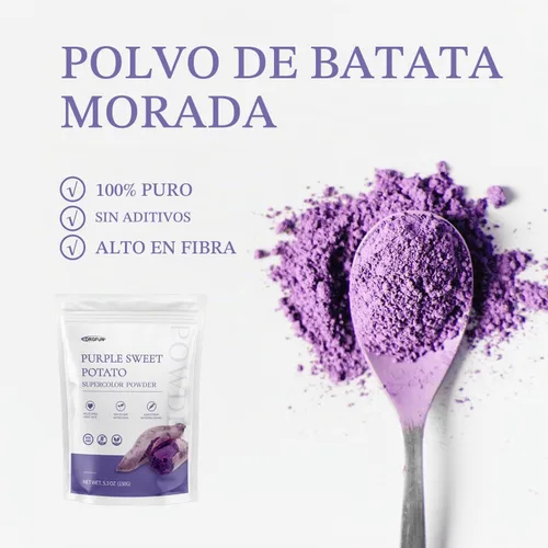Vista 3 de ORGFUN Polvo de batata morada, polvo Ube 100% natural (ñame morado), de origen local, sin aditivos sin gluten, 5.3 onzas