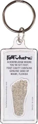 Vista 2 de Llavero de recuerdo de Miami FootWhere. Fabricado en Estados Unidos.