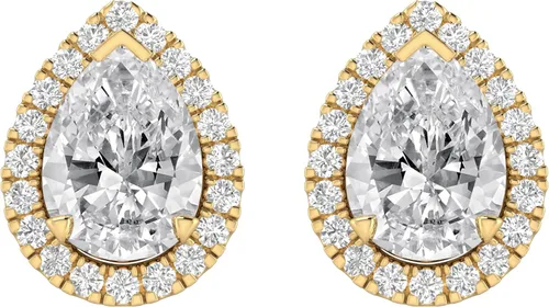 Vista 10 de Houston Diamond District Aretes de halo de diamantes cultivados en Platinado