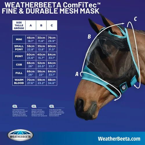 Vista 2 de WeatherBeeta ComFiTec - Máscara de malla fina con orejas, negro/turquesa, mazorca