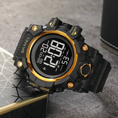 Vista 4 de Gosasa Reloj deportivo digital de cara grande para hombre, reloj de pulsera militar impermeable con temporizador de cuenta regresiva