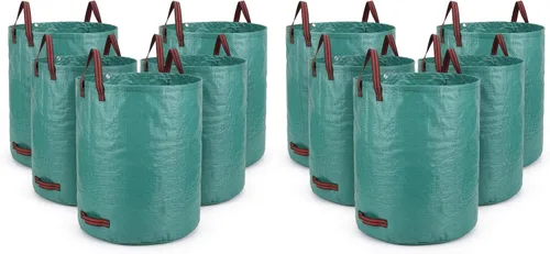Vista 8 de Paquete de 2 bolsas de hojas reutilizables de 53 galones, bolsas de basura para césped y patio con amplia apertura, bolsas de jardín plegables