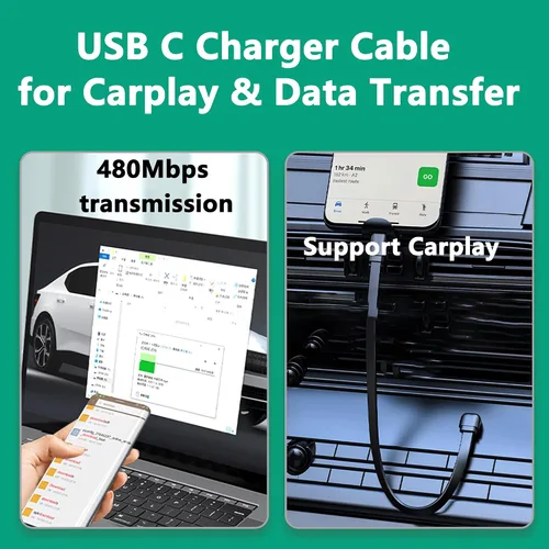 Vista 6 de Cable USB C a USB C extra flexible, cable de carga rápida tipo C de 90