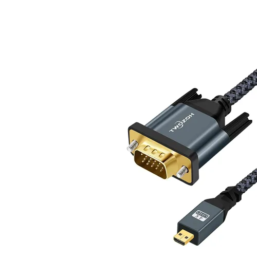 Vista 7 de Twozoh Cable micro HDMI a VGA de 3.3 pies, chapado en oro y trenzado Micro HDMI VGA (hombre a macho) compatible con 1080P 720p compatible