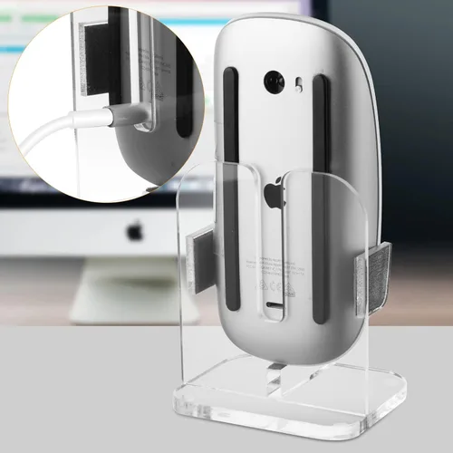 Vista 5 de Base de soporte de acrílico vertical para cargar Apple Magic Mouse 1 y 2 - Soporte de almacenamiento para mouse mágico (cable de carga no incluido)