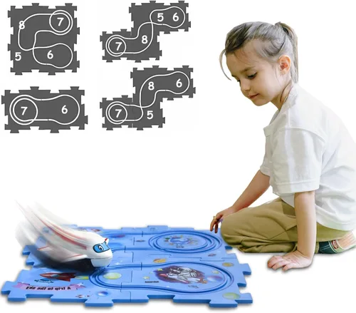 Vista 16 de Regalo de Cumpleaños para Niño de 4 Años, Set de Pista de Carros Rompecabezas para Niños con Mapa de Carretera, Set de Juego de Carros de Pista