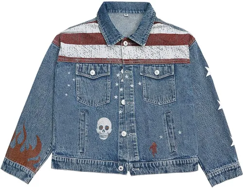 Vista 3 de XIOLKI Women's Button Down Denim Jacket High Waist Denim Jacket Cosplay Denim Jacket