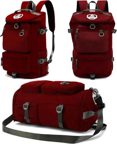 Vista 13 de Mochila de gimnasio de color sólido con compartimento para zapatos, bolsa para lucha libre, con 4 métodos de espalda impermeables para viajes