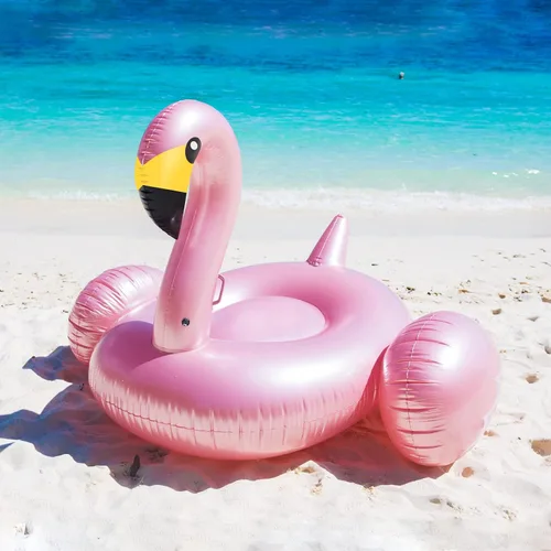 Vista 3 de Jasonwell Flotador inflable gigante de flamenco para piscina con válvulas rápidas, flotador de verano para playa, piscina de descanso, balsa