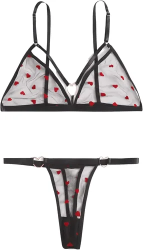 Vista 2 de SweatyRocks Conjunto de lencería de 2 piezas para mujer con lazo sujetador y bragas florales