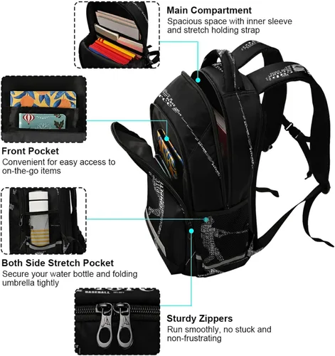 Vista 5 de Mochila para niños y niñas, mochilas escolares para estudiantes, bolsa para computadora portátil, mochila casual, mochila con doble cremallera
