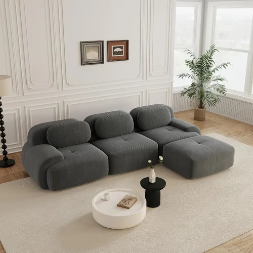 Vista 103 de Sofás modulares sin hueso de 152.8 pulgadas para sala de estar, sofá modular con diván en forma de L, cómodo asiento profundo tapizado de tela