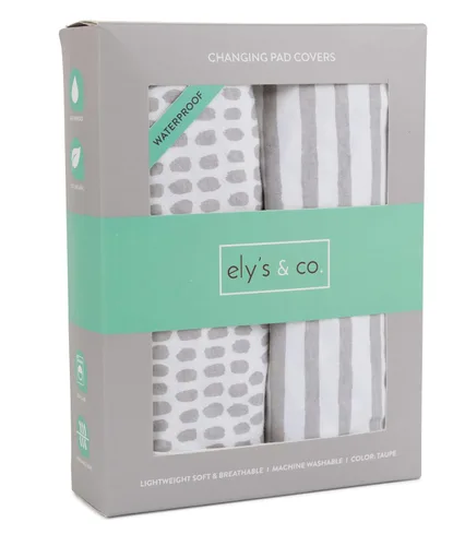 Vista 11 de Ely's & Co. Funda impermeable para cambiador, juego de 2 sábanas para bebé, 100 % algodón, sábanas de algodón de punto jersey con forro impermeable