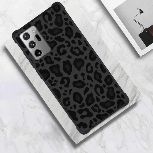 Vista 2 de KANGHAR Funda compatible con Galaxy Note 20 Ultra, diseño de leopardo negro, textura de neumático antideslizante, a prueba de golpes, funda