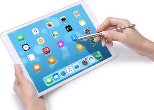 Vista 5 de Lápiz capacitivo de cintura delgada para pantalla táctil, compatible con iPad, iPhone, Kindle Fire, 8 puntas de fibra híbrida extra reemplazables