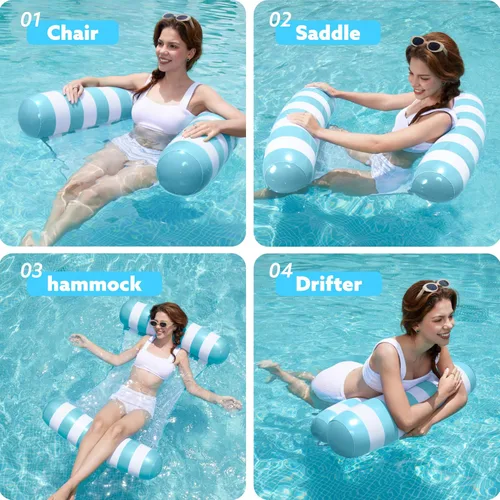 Vista 2 de SLOOSH Hammock Pool Floats Adults, 4-in-1 Multi-Purpose Inflatable Pool Floaties PVC Water Hammock Lounge Floaties