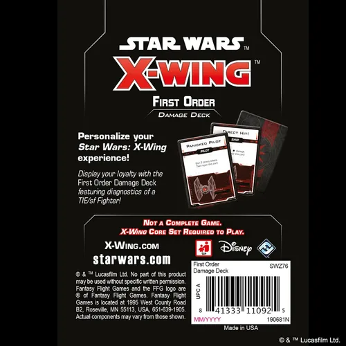 Vista 2 de Star Wars X-Wing 2ª edición Juego de miniatura de primera orden Baraja de daños Juego de estrategia para adultos y adolescentes A partir de 14