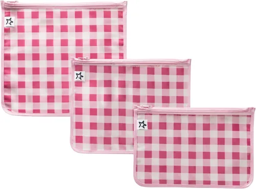 Vista 9 de Tiny Twinkle Bolsas organizadoras de pañales, paquete de 3 bolsas organizadoras de viaje transparentes a prueba de desorden y bolsa de aseo aprobada